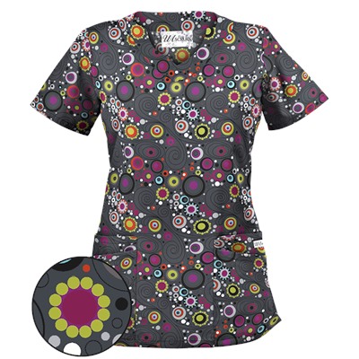 UA Mod Mix Pewter Print Scrub Top