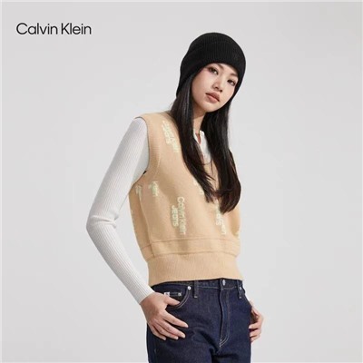Повседневный короткий вязанный женский жилет CALVIN KLEI*N ОРИГИНАЛ!