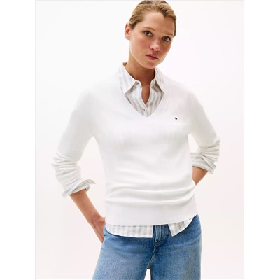 Viscose-Blend V-Neck Sweater