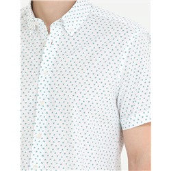 Açık Lacivert Slim Fit Kısa Kollu Gömlek