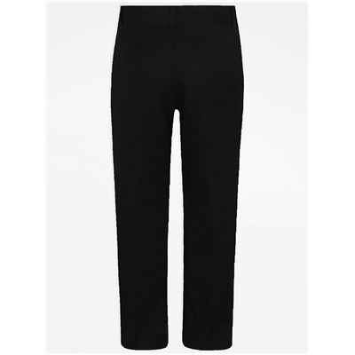 Boys Black Longer Length Regular Leg School Trouser 2 Pack