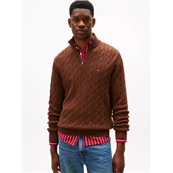 Cable Knit Mockneck Quarter-Zip Sweater