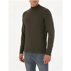 Koyu Haki Slim Fit Kazak