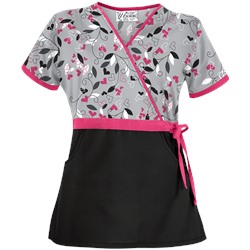 UA Nature's Heart Silver Mock Wrap Scrub Top