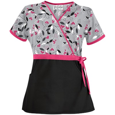 UA Nature's Heart Silver Mock Wrap Scrub Top