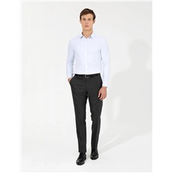 Açık Mavi Slim Fit Armürlü Uzun Kollu Gömlek