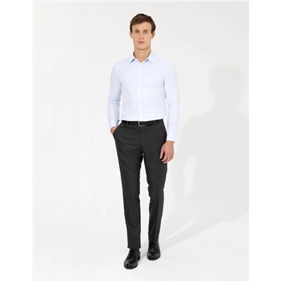 Açık Mavi Slim Fit Armürlü Uzun Kollu Gömlek