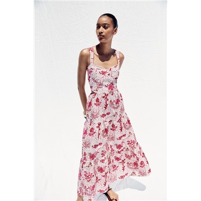 PRINTED MIDI CUT-OUT DRESS