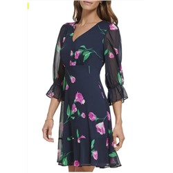 DKNY Floral Fit & Flare Minidress