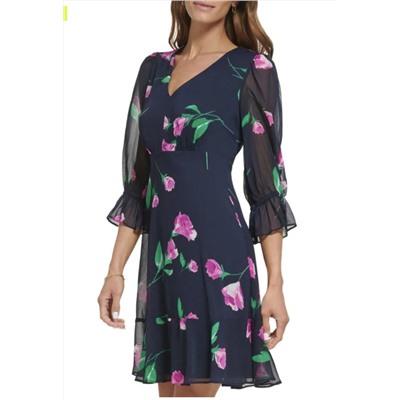 DKNY Floral Fit & Flare Minidress