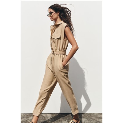 SLEEVELESS JUMPSUIT WITH BELT