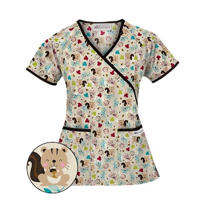 UA Fall Favorite Black Mock Wrap Scrub Top