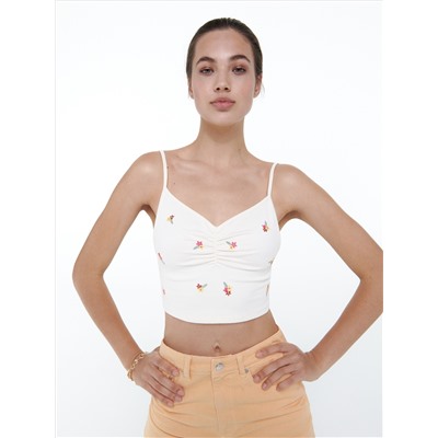 Crop Top mit Stickereidetail