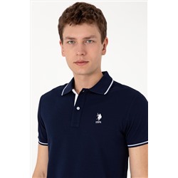 Erkek Slim Fit Polo Yaka Lacivert Basic Tişört