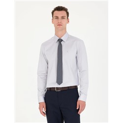 Gri Slim Fit Uzun Kollu Basic Gömlek