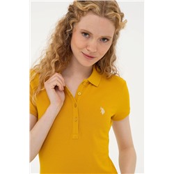 Kadın Sarı Basic Polo Yaka Tişört