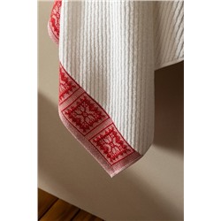 Zeste %100 Pamuk Banyo Havlusu - Beyaz/Kırmızı