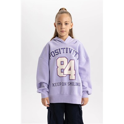 Defacto Kız Çocuk Oversize Fit Kapüşonlu Içi Yumuşak Tüylü Kalın Sweatshirt B4087A823WN