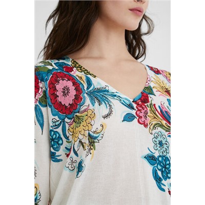 Jersey de punto largo flores