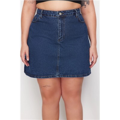 Mavi Yüksek Bel A Shape Denim Etek TBBAW23AZ00042