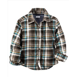Plaid Button-Front Shirt