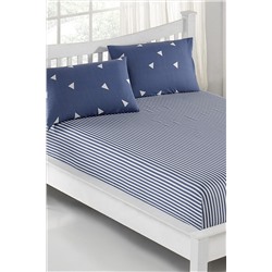 Ev & Ev Home Pes Lastikli Çarşaf Seti Tek Kişilik Üçgen K.BulutMavi Ep-024579
