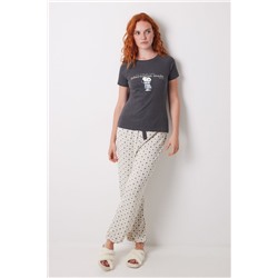 Camiseta manga corta canalé Snoopy