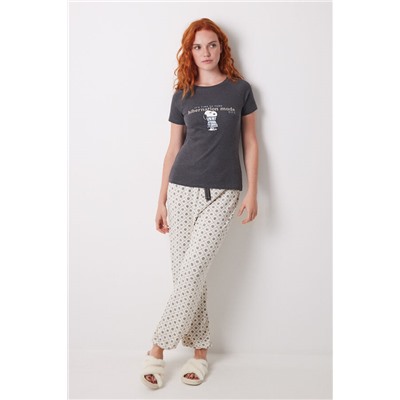 Camiseta manga corta canalé Snoopy