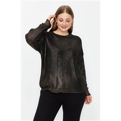 Trendyol Curve Bronz Parlak Triko Kazak TBBAW24AN00102