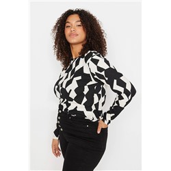 Trendyol Curve Çok renkli Desenli Bodycone Fitilli Örme Bluz TBBAW23AF00016