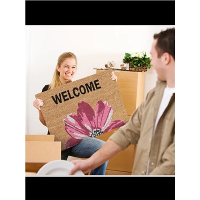 Fußmatte "Welcome" in Rosa/ Natur - (B)60 x (T)40 cm