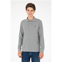Erkek Gri Melanj Basic Sweatshirt