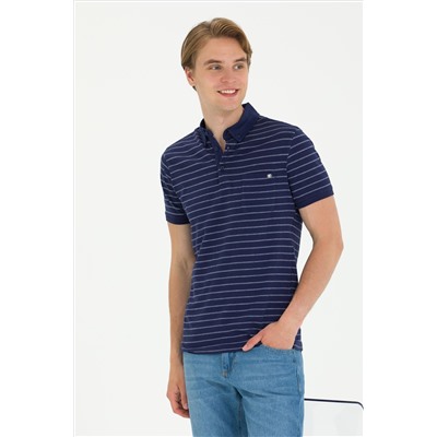 Erkek Regular Fit Polo Yaka Lacivert Tişört