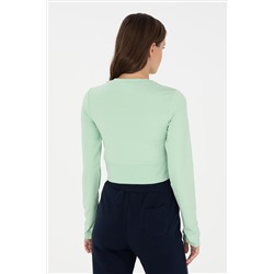Kadın Yeşil Bisiklet Yaka Sweatshirt