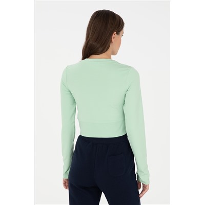 Kadın Yeşil Bisiklet Yaka Sweatshirt