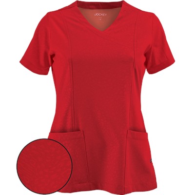 Jockey Scrubs Tone-on-Tone Mock Wrap Top