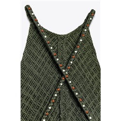 BEADED STRAP HALTER DRESS