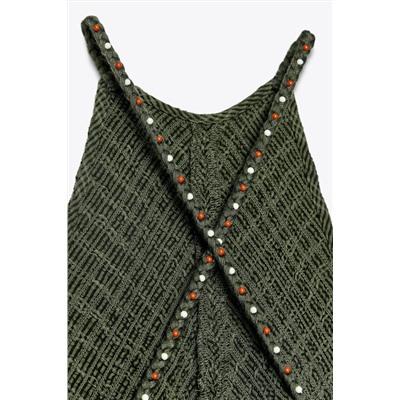 BEADED STRAP HALTER DRESS