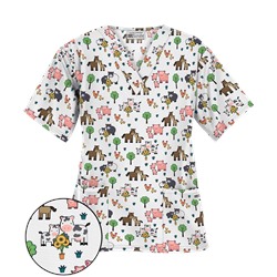 UA Country Time White Print Scrub Top