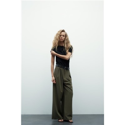DOUBLE PLEAT TROUSERS WITH BELT