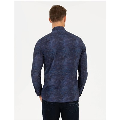 Lacivert Slim Fit Uzun Kollu Gömlek