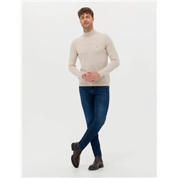 Kum Melanj Slim Fit Balıkçı Yaka Basic Triko Kazak