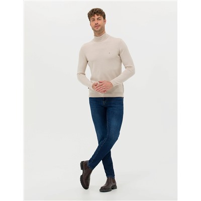 Kum Melanj Slim Fit Balıkçı Yaka Basic Triko Kazak