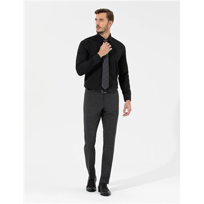 Siyah Regular Fit Uzun Kollu Klasik Gömlek
