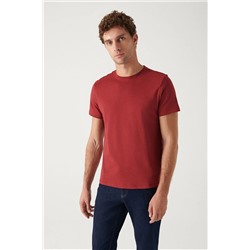 Avva Erkek Bordo %100 Pamuk Nefes Alan Bisiklet Yaka Slim Fit T-shirt E001000