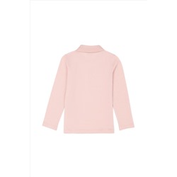 Çocuk Toz Pembe Basic Polo Yaka Sweatshirt