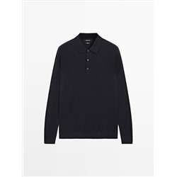 100% merino wool knit polo jumper