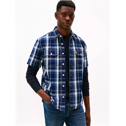 Regular Fit Plaid Denim Shirt