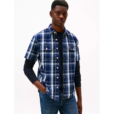 Regular Fit Plaid Denim Shirt