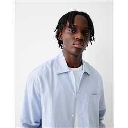 Striped long sleeve poplin shirt